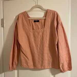 Able Peach Square-Neck Long Sleeve Top